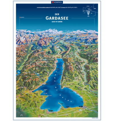 Gardasee Panoramakarte in der Rolle 55x75cm