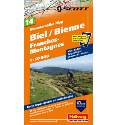 Mountainbike Map Biel, Franches-Montagnes Nr. 14 1:50.000