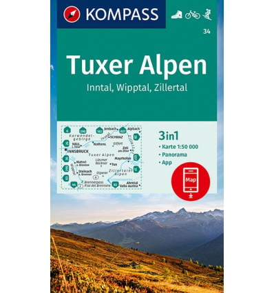 Tuxer Alpen, Inntal, Wipptal, Zillertal 1:50.000