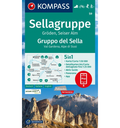 Gruppo del Sella, Val Gardena, Alpe di Siusi 1:50.000