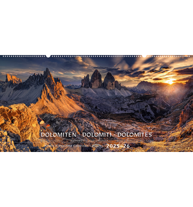 Panoramakalender, querformat Dolomiten DREI ZINNEN 2025-26